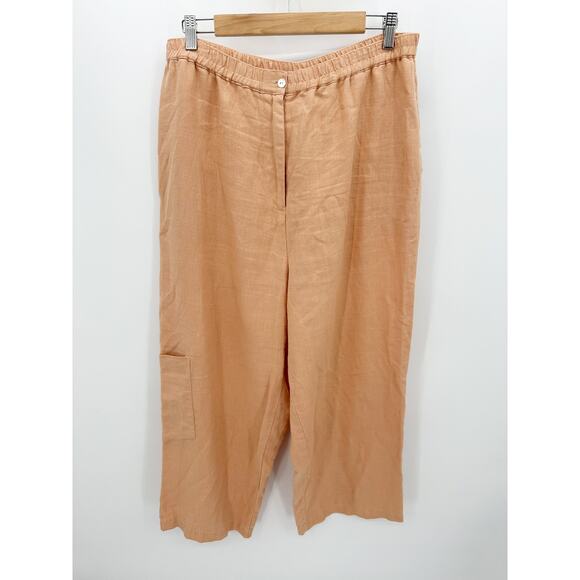 Linden Hill Pants - Linden Hill Womens Orange Linen Pants Size L Baggy Relaxed Fit Casual Coastal